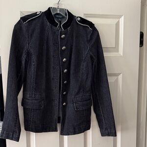 Lauren Ralph Lauren black denim military style jacket